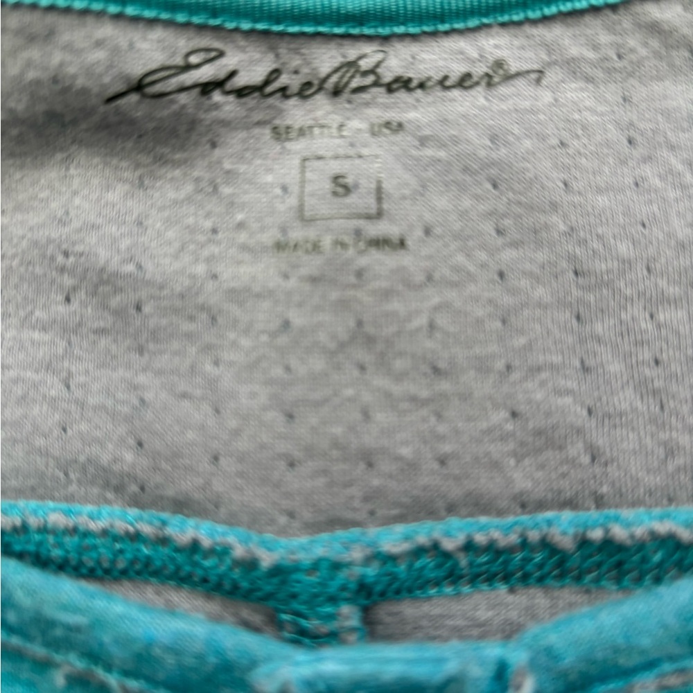 Eddie Bauer Teal Long Sleeve Scoop Neck Henley - Picture 3 of 3